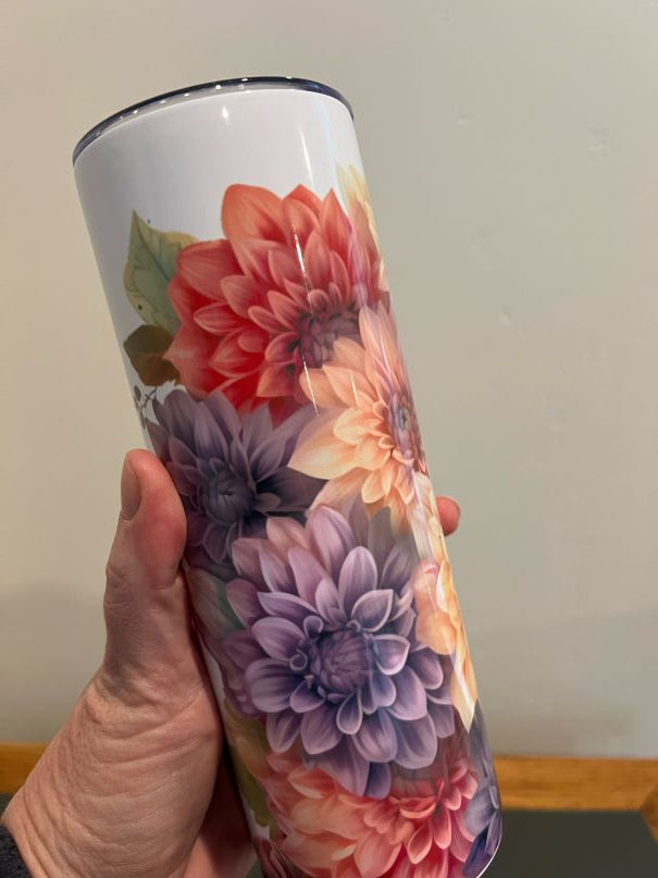 Stainless Steel Tumbler - Purple Dahlia Mix